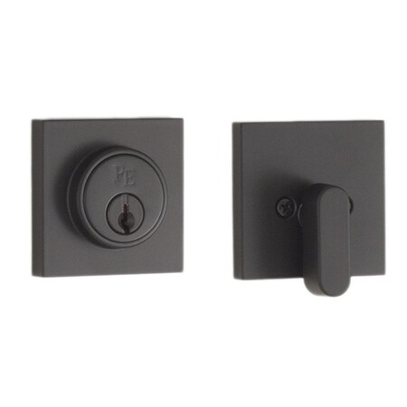 Weslock Square Single Cylinder Deadbolt, Adjustable Latch and Round Corner Full Lip Strike Matte Black 00771-2-2FR22